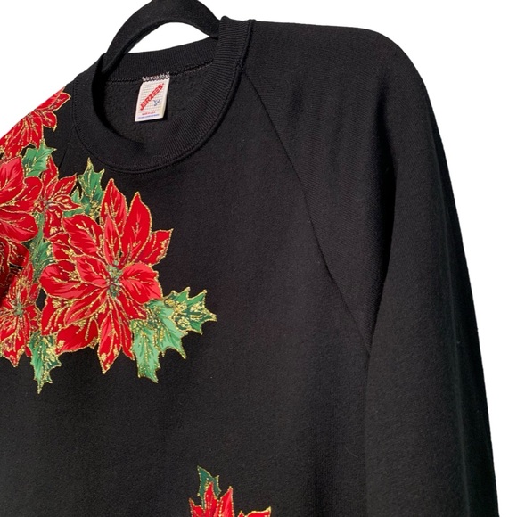 VINTAGE | 90s Poinsettias Crewneck - Sz Large - Picture 2 of 9